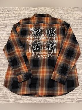 Asshol*s Live Forever Plaid Flannel Men’s XXL Button Up Embroidered Skull Rare